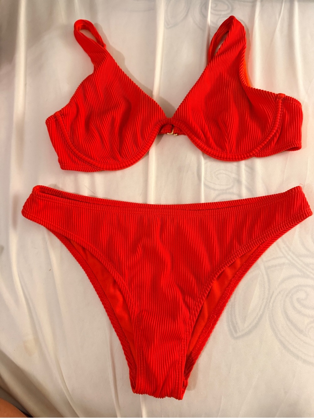 Cabana del Sol bikini set in bright coral/orange. Size medium.
